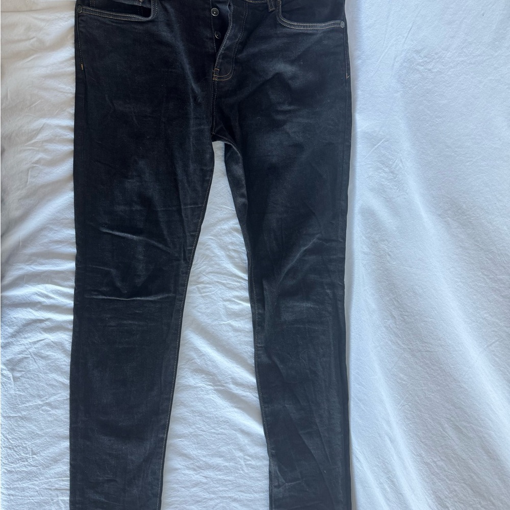 &SONS Slim Fit Brandon Jeans – Size 34, Dark Indigo Raw Denim Style